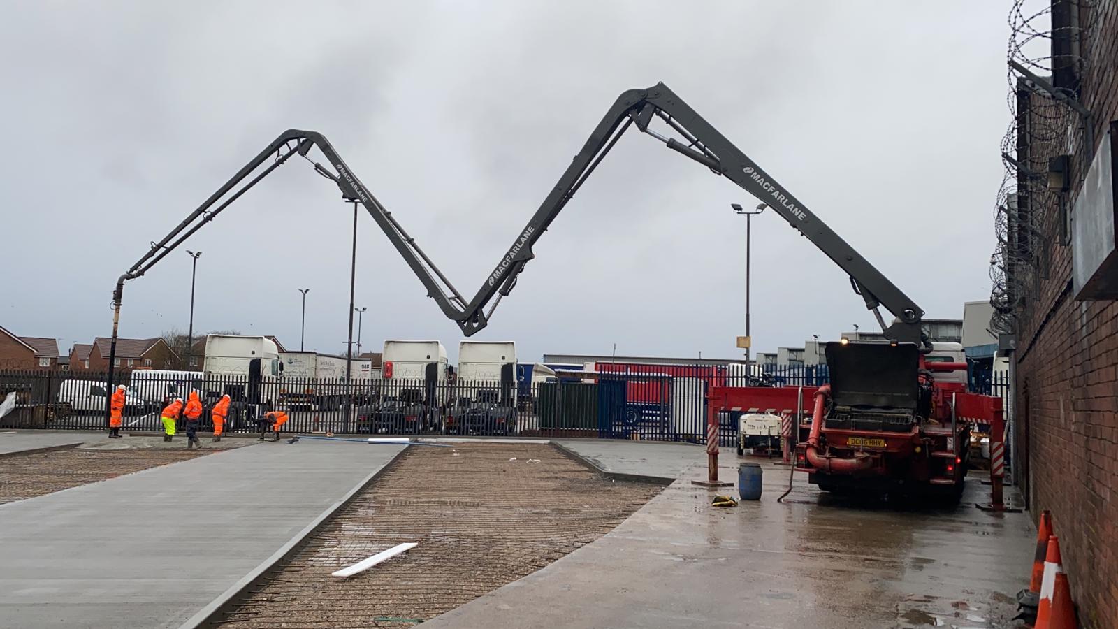 Pouring bays in Liverpool Macfarlane Concrete Pumping LtdMacfarlane